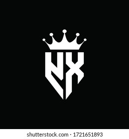 Estilo de emblema monogramo del logotipo YX con plantilla de diseño de forma de corona