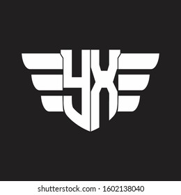 YX Logo monogram with emblem and wings element design template