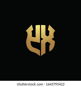 YX logo monogram with gold colors and shield shape design template