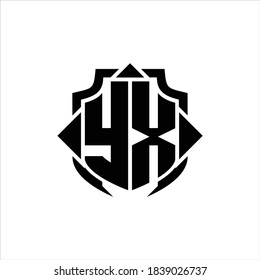 YX Logo monogram with shield line and 3 arrows shape design template on white background