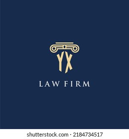 Logotipo inicial de monograma YX para la firma de abogados con diseño de hitos