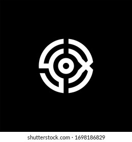 YX monogram logo with abstract circle style and dot in the middle design template