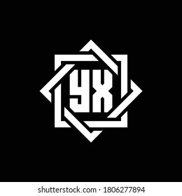 YX monogram logo with abstract square around design template