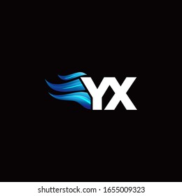 YX monogram logo with blue fire style design template