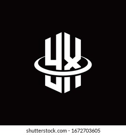 YX monogram logo in a hexagon style and surrounded by a ring