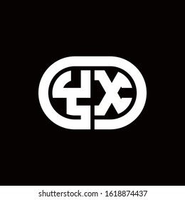 YX monogram logo with an oval style on a black background