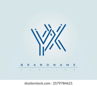 YX Technology Letter Logo Template. This tech letter logo is a graphic mark that uses letters to represent a technology company.