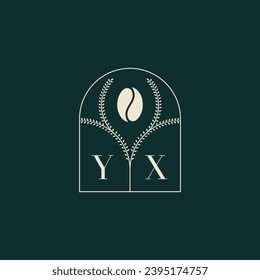 YX Diseño de logotipo único y simple combinación de letras y grano de café