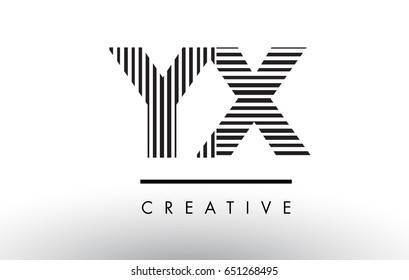 YX Y X Black and White Letter Logo Design with Vertical and Horizontal Lines.