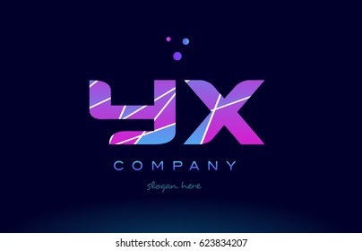 yx y x  creative color blue background pink purple magenta alphabet letter company logo vector icon