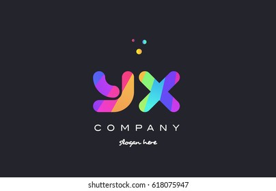 yx y x  creative rainbow green orange blue purple magenta pink artistic alphabet company letter logo design vector icon template
