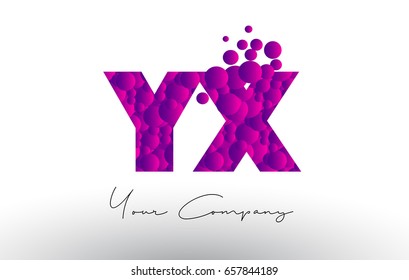 YX Y X Dots Letter Logo with Purple Pink Magenta Bubbles Texture Vector.