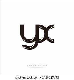 yx y x Initial Letter Split Lowercase Modern Monogram linked outline rounded logo