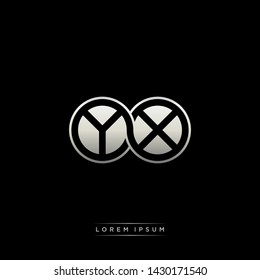 YX Y X initial letter linked circle capital monogram logo modern template silver color edition