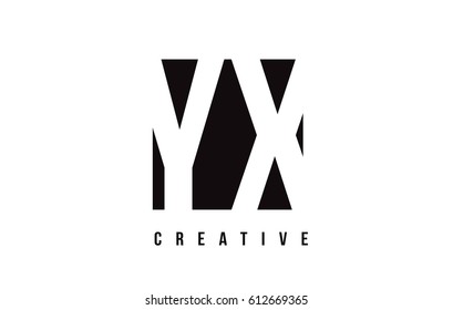 YX Y X White Letter Logo Design with Black Square Vector Illustration Template.