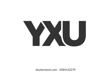 YXU logo design template with strong and modern bold text. Initial based vector logotype featuring simple and minimal typography. Trendy company identity ideal for businesses brand presence.