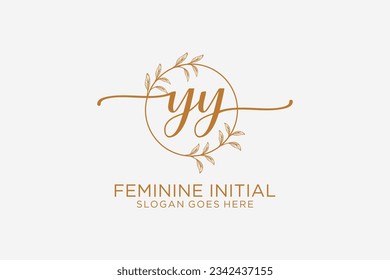 YY beauty monogram and elegant logo design handwriting logo of initial signature, wedding, fashion, floral and botanical with creative template.