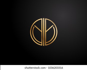 YY circle Shape Letter logo Design in gold color

