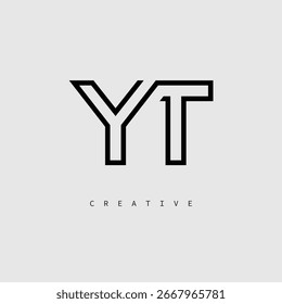 Logotipo de letra creativa de YY: monograma de línea mínima en negro para un diseño de identidad de marca moderno.