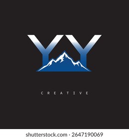 YY Creative Mountain Logo - negrito gradiente letra marca Branding Design para marcas de negócios ao ar livre	
