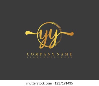 YY initial handwriting logo circle template vector