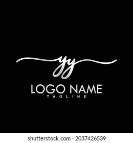 YY Initial Handwriting Logo Design Vector