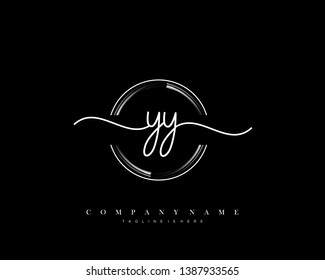 YY initial handwriting logo template vector