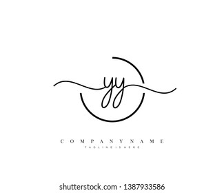 YY initial handwriting logo template vector