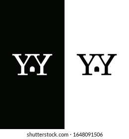 logotipo de espacio negativo de la casa inicial