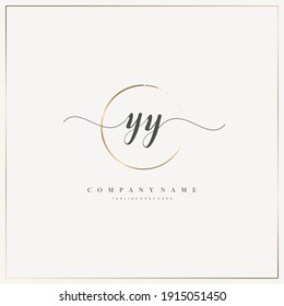 YY Initial Letter handwriting logo hand drawn template vector, logo for beauty, cosmetics, wedding, fashion and business