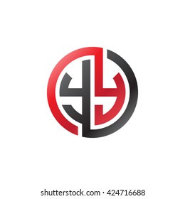 YY initial letters looping linked circle logo red black