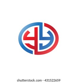 YY initial letters looping linked ellipse logo red blue