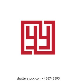 YY initial letters looping linked square logo red