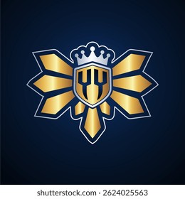 YY initial letters monogram logo for gaming with shield and eagle wing