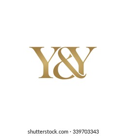 Y&Y Initial logo. Ampersand monogram golden logo