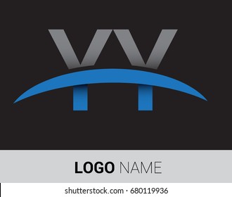 YY initial logo company name colored grey and blue swoosh design.