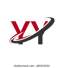 YY initial logo company name colored red and black swoosh design, isolated on white background. vector logo for business and company identity.