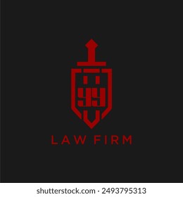 YY initial monogram for law firm with sword and shield logo image