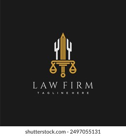 YY initial monogram for lawfirm logo with sword and scale