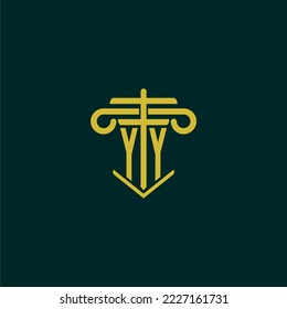 YY initial monogram logo design for law firm with pillar vector image