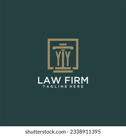 YY initial monogram logo for lawfirm with pillar design in creative square