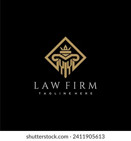 logotipo de monograma inicial de YY para abogados con pilar en diseño cuadrado creativo