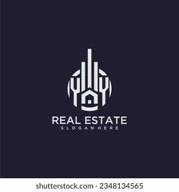 YY initial monogram logo for real estate with creative circle design vector