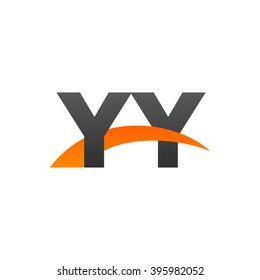 YY initial overlapping swoosh letter logo black orange
