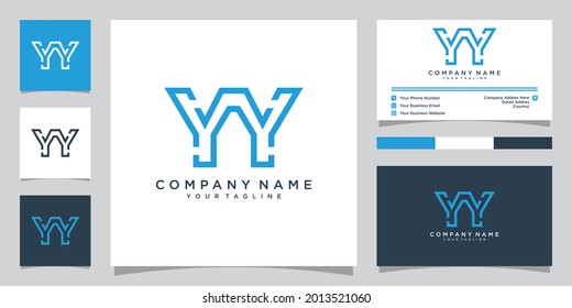 YY letter logo design vector with business card.