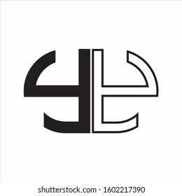 YY Letter logo monogram with oval shape negative space design template white background
