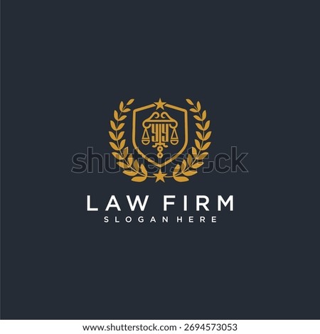 YY letter monogram logo for lawfirm with pillar and leaf image design
