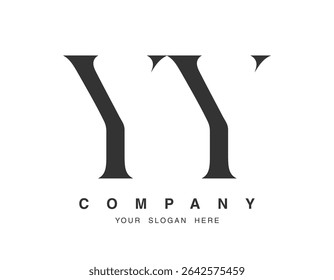 YY logo design. Initial letter y and y serif font style. Creative classic company name typography. Trendy logotype or identity. Vector illustration.