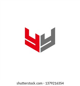 YY Logo Letter Initial With Red and Grey Colors