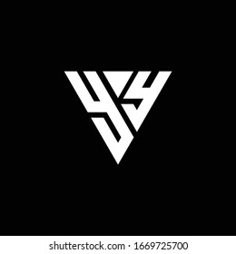YY Monograma de la letra del logotipo con la plantilla de diseño de forma triangular aislada en fondo negro